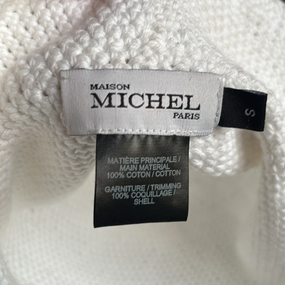 GC Maison Michel Axel shell-embellished knitted bucket hat white size small - Picture 6 of 8